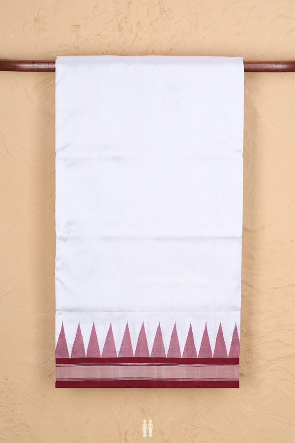 Pochampally Silk Saree In Plain White With Contrast Border