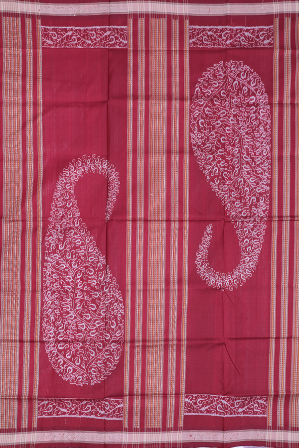 Pochampally Silk Saree In Plain White With Contrast Border