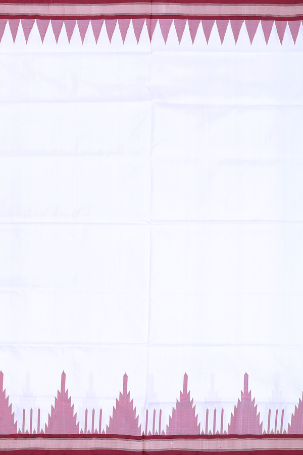 Pochampally Silk Saree In Plain White With Contrast Border