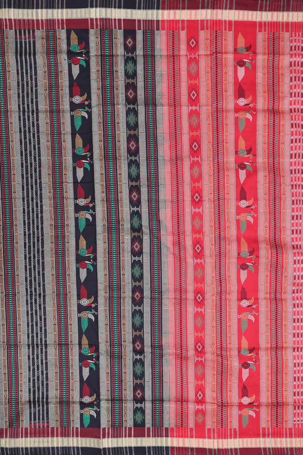 Pochampally Silk Saree In Khaki With Threadwork Buttas