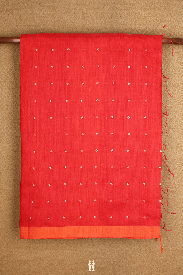 Chamki Work Buttis Chilli Red Jute Saree