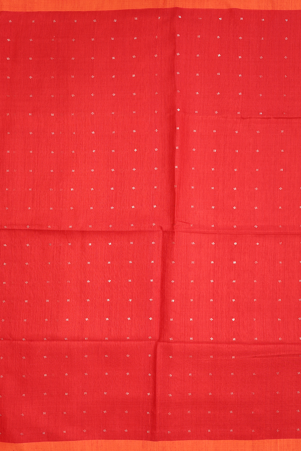Chamki Work Buttis Chilli Red Jute Saree