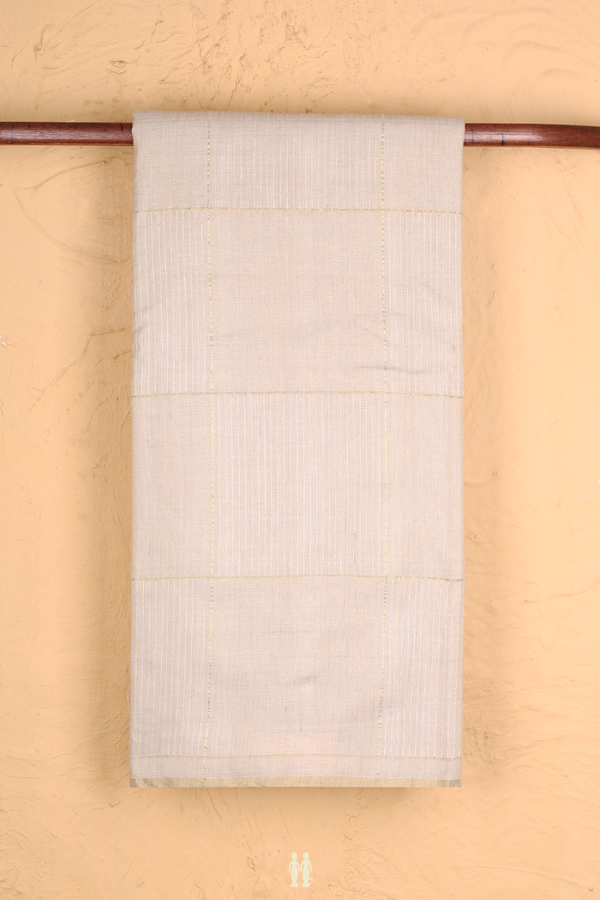 Tussar Silk Saree In Cream Color With Checks Design