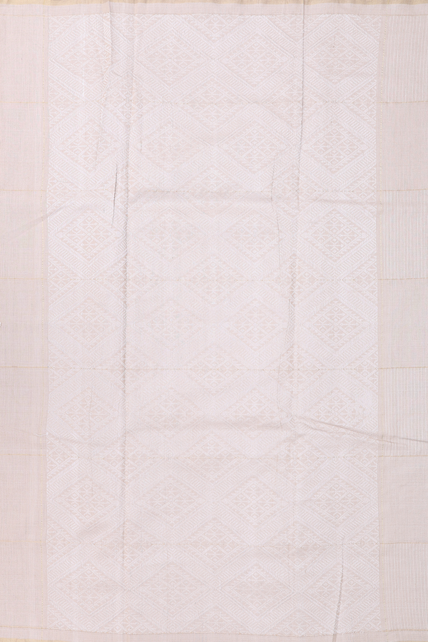 Tussar Silk Saree In Cream Color With Checks Design