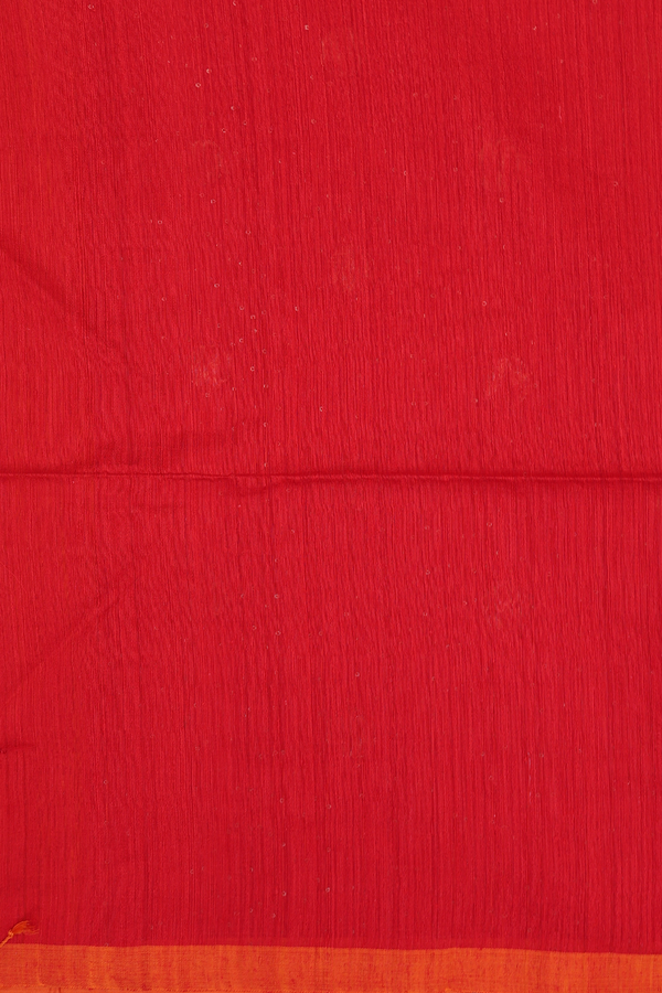 Bailu Silk Saree In Scarlet Red With Chamki Buttas