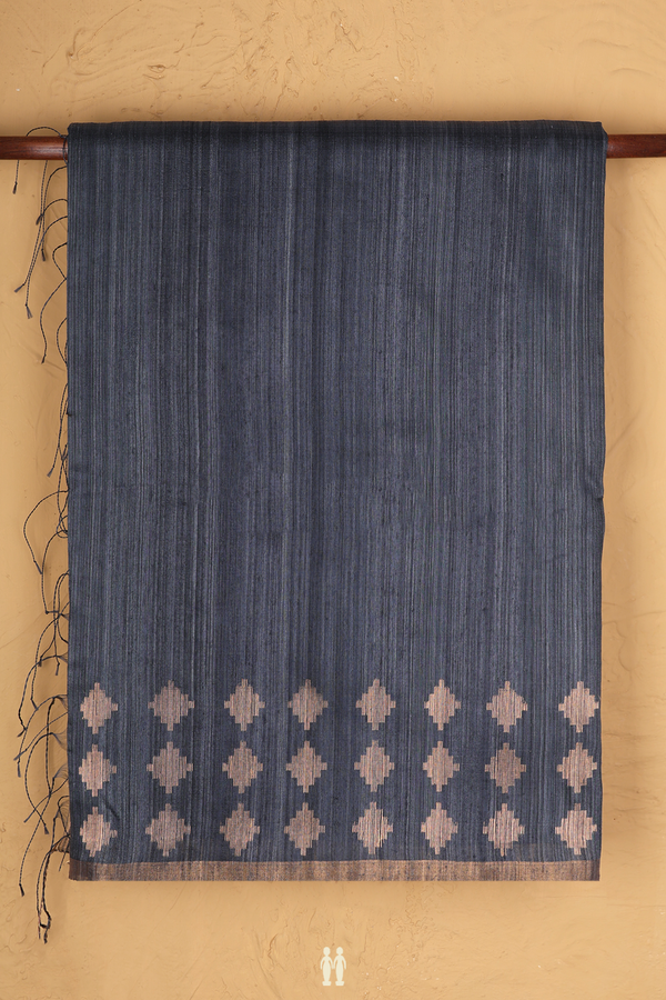 Bailu Silk Saree In Aegean Blue With Zari Border