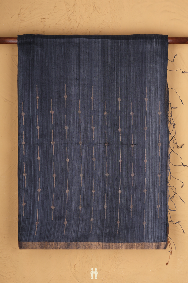 Bailu Silk Saree In Charcoal Grey With Zari Design