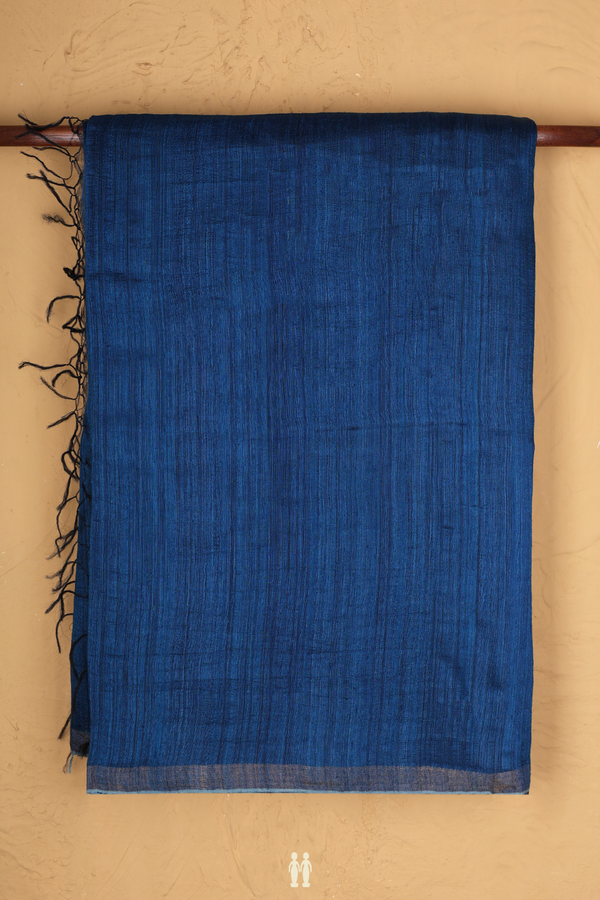 Bailu Silk Saree In Prussian Blue With Zari Border