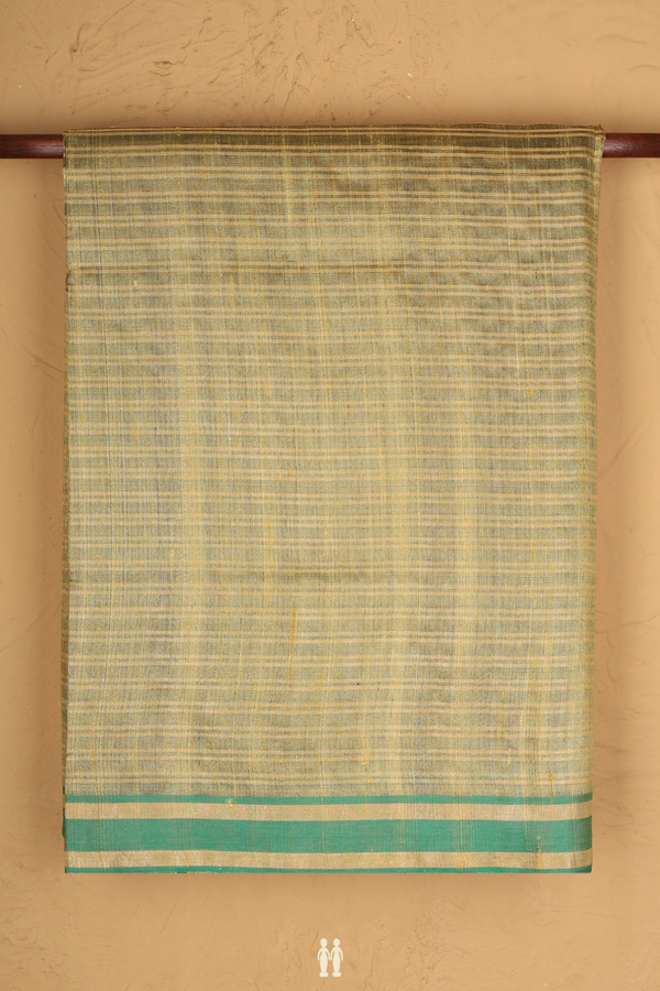 Jute Saree In Yellow With Stripes Design