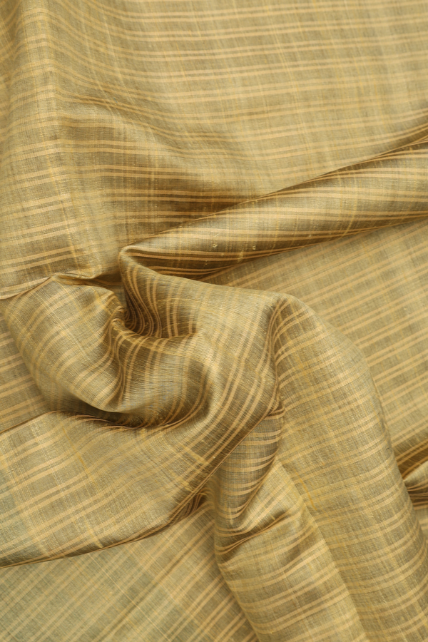 Jute Saree In Yellow With Stripes Design