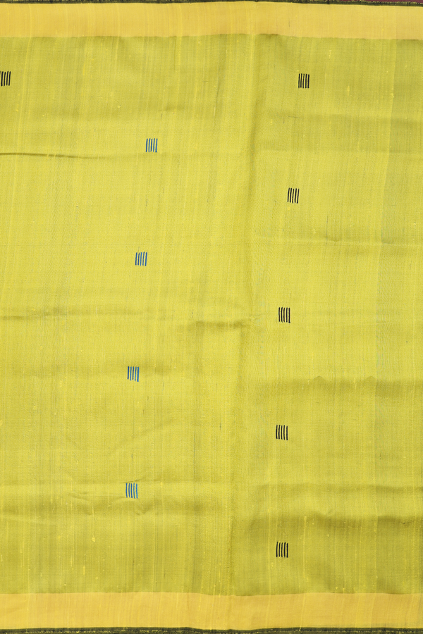 Jute Saree In Yellow With Threadwork Buttas