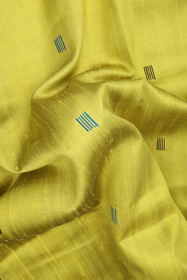Jute Saree In Yellow With Threadwork Buttas
