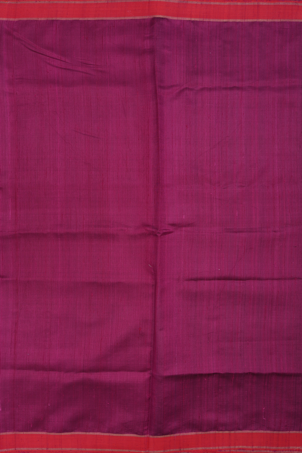 Jute Saree In Berry Purple With Contrast Border