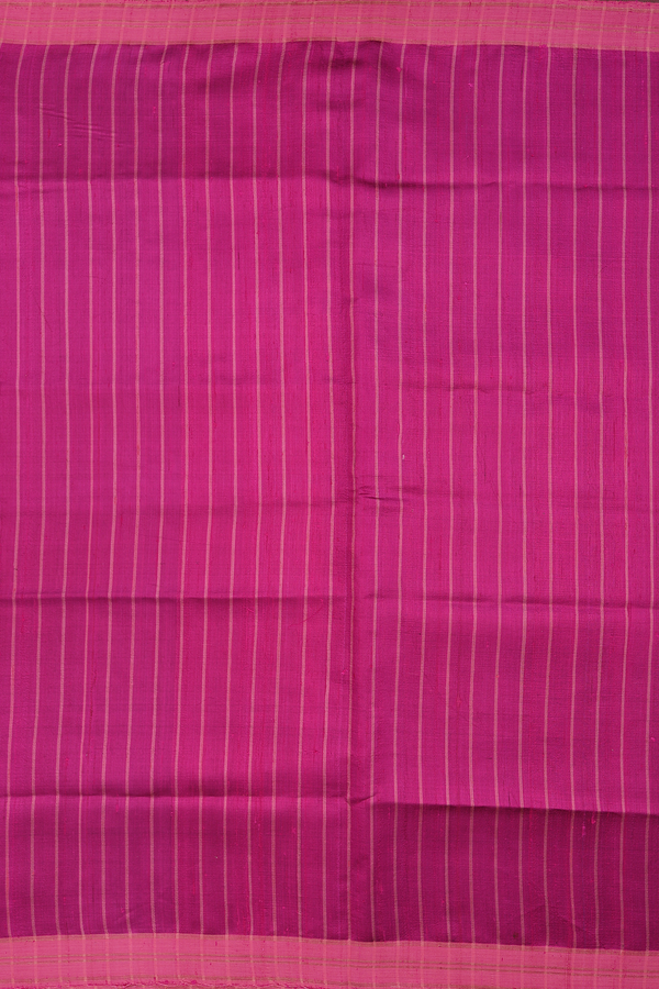 Jute Saree In Magenta With Stripes Design