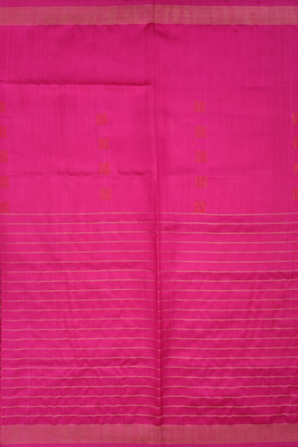 Jute Saree In Rani Pink With Stripes Design