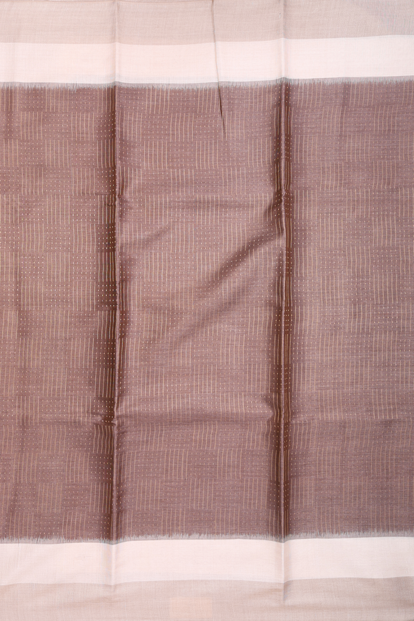 Tussar Silk Saree In Cocoa Brown With Stripes Design