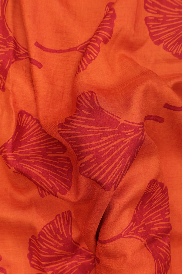 Tussar Silk Saree In Spiced Orange With Floral Design