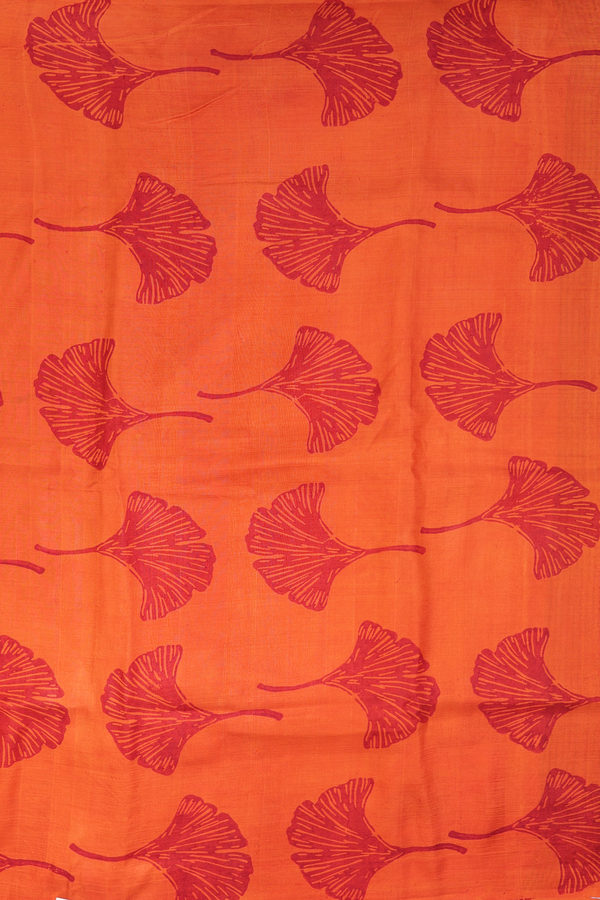 Tussar Silk Saree In Spiced Orange With Floral Design