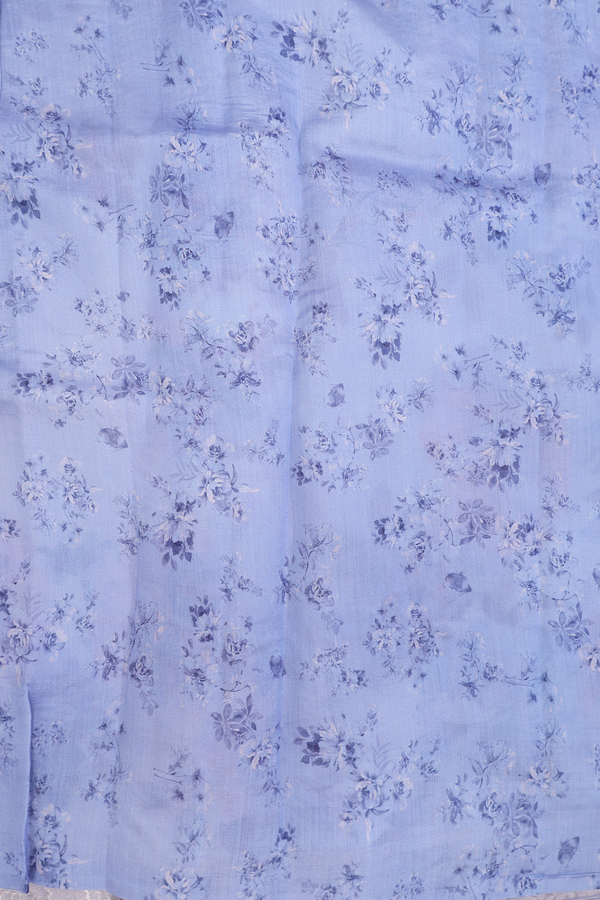 Organza Silk Saree In White With Floral Printed Design