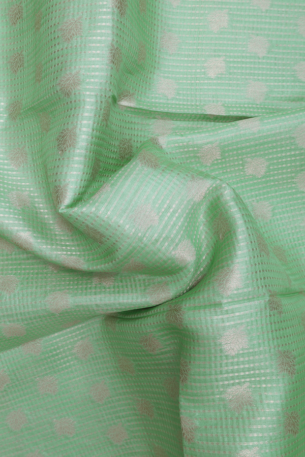 Tussar Silk Saree In Pale Green With Floral Buttas