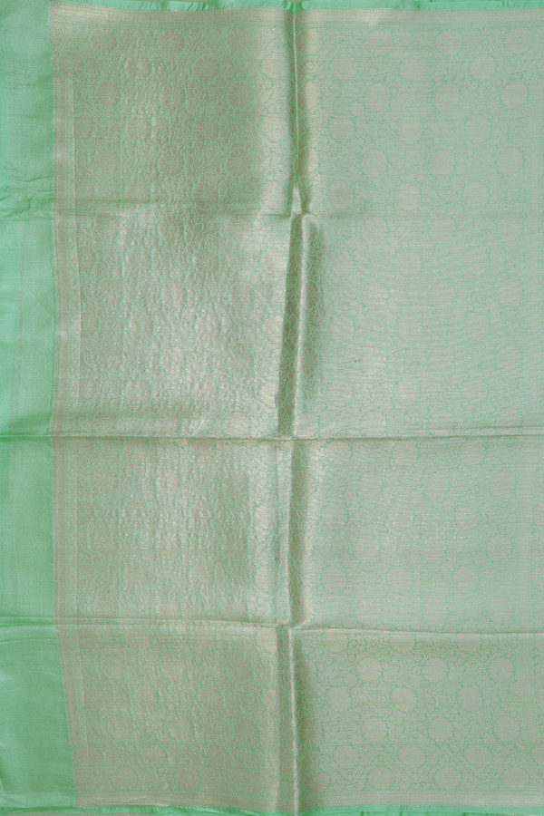 Tussar Silk Saree In Pale Green With Floral Buttas