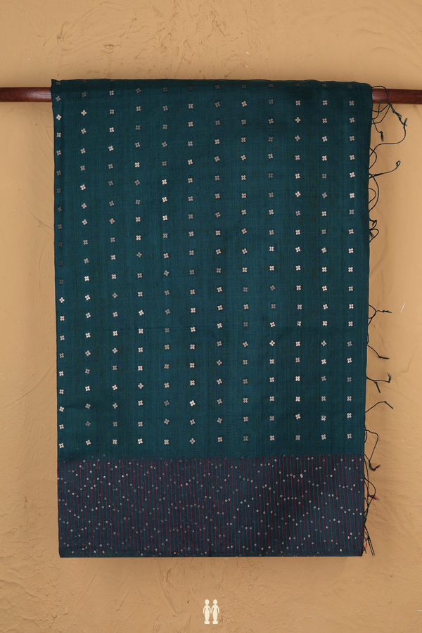 Bailu Silk Saree In Teal Blue With Chamki Work