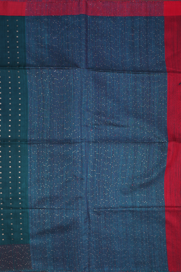 Bailu Silk Saree In Teal Blue With Chamki Work