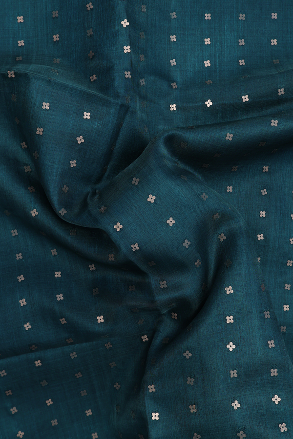 Bailu Silk Saree In Teal Blue With Chamki Work
