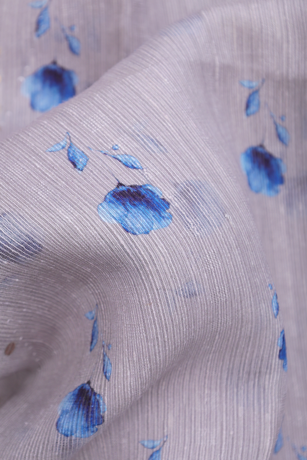 Bailu Silk Saree In Grey With Floral Design