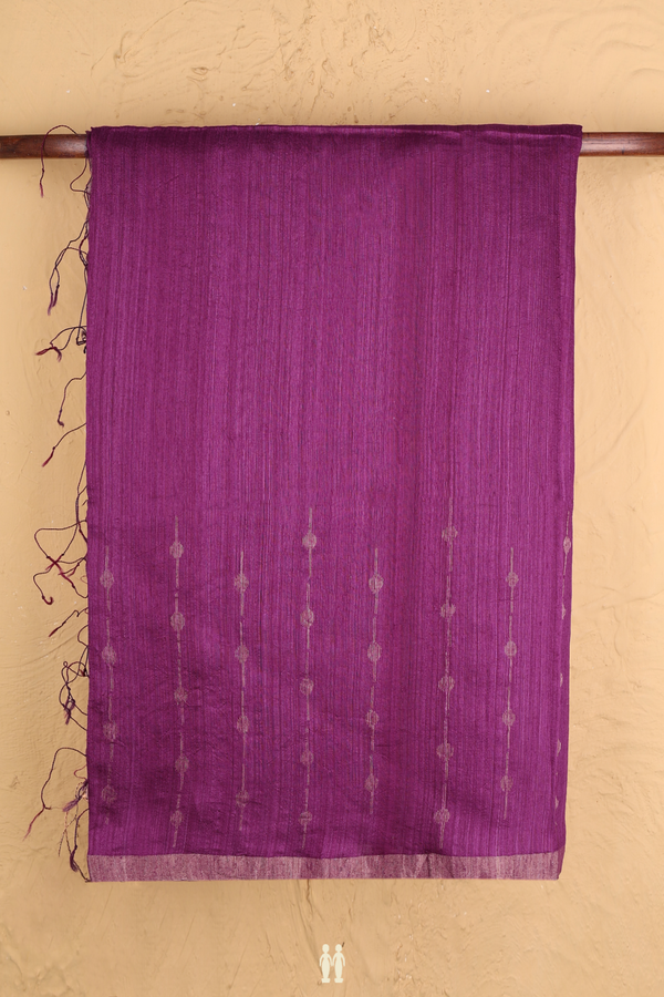 Bailu Silk Saree In Plain Grape Purple With Zari Border