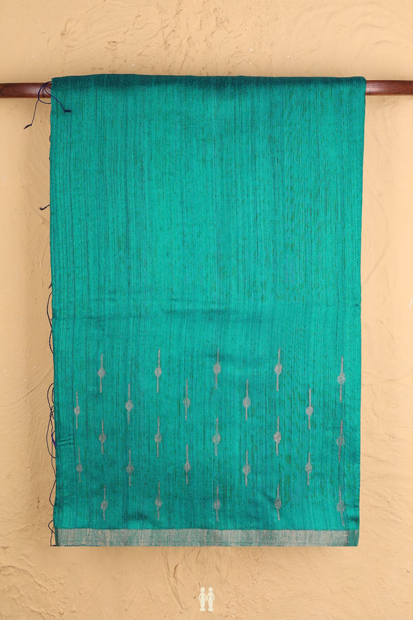 Bailu Silk Saree In Peacock Green With Zari Border