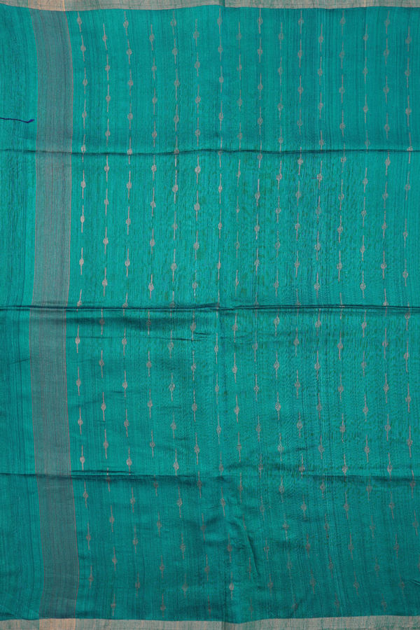 Bailu Silk Saree In Peacock Green With Zari Border