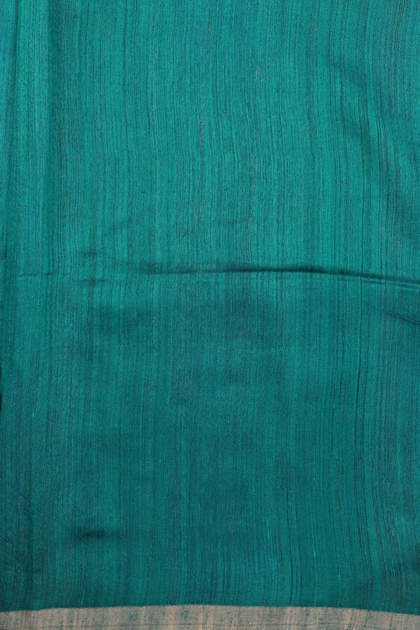 Bailu Silk Saree In Peacock Green With Zari Border