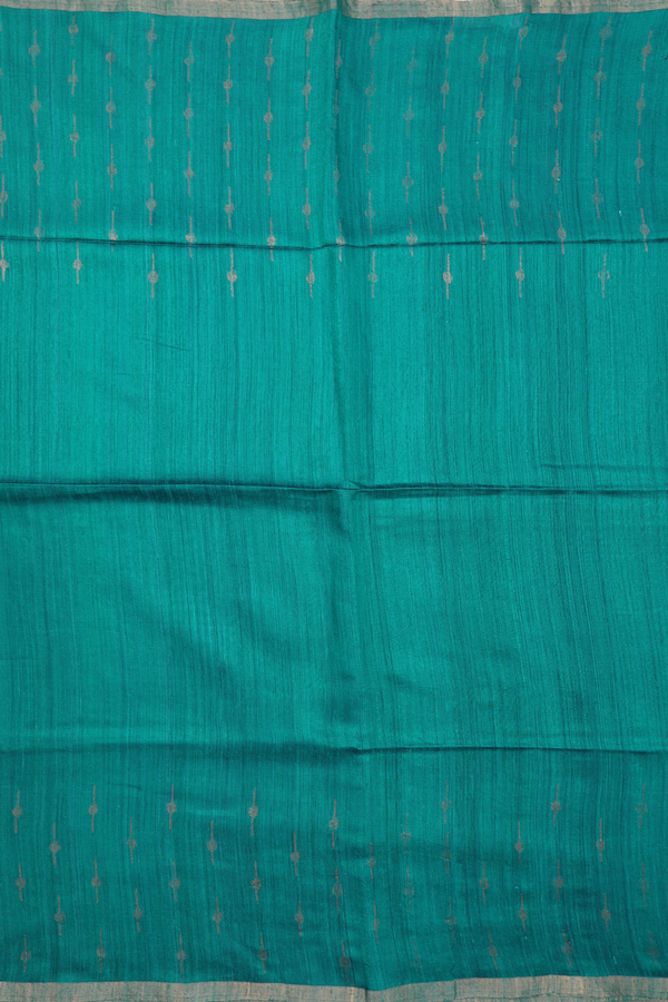 Bailu Silk Saree In Peacock Green With Zari Border