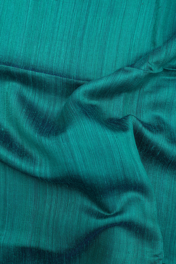 Bailu Silk Saree In Peacock Green With Zari Border