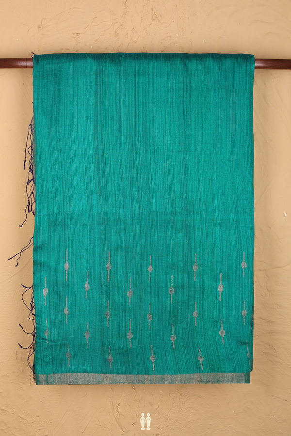 Bailu Silk Saree In Peacock Green With Zari Border