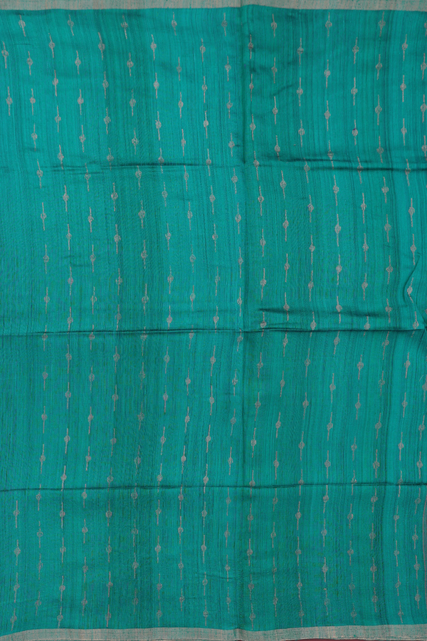 Bailu Silk Saree In Peacock Green With Zari Border