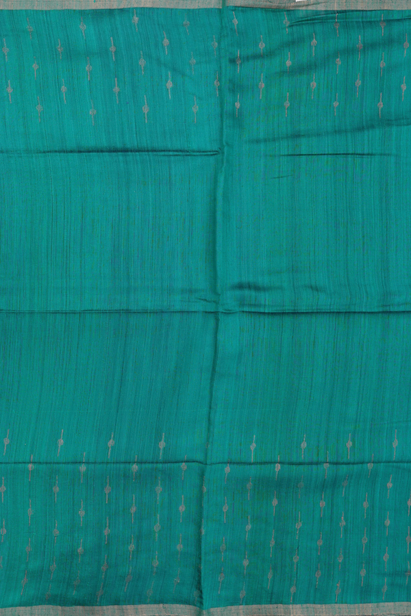Bailu Silk Saree In Peacock Green With Zari Border