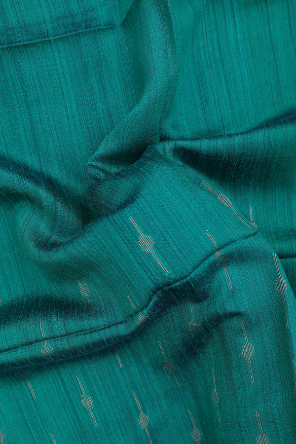 Bailu Silk Saree In Peacock Green With Zari Border