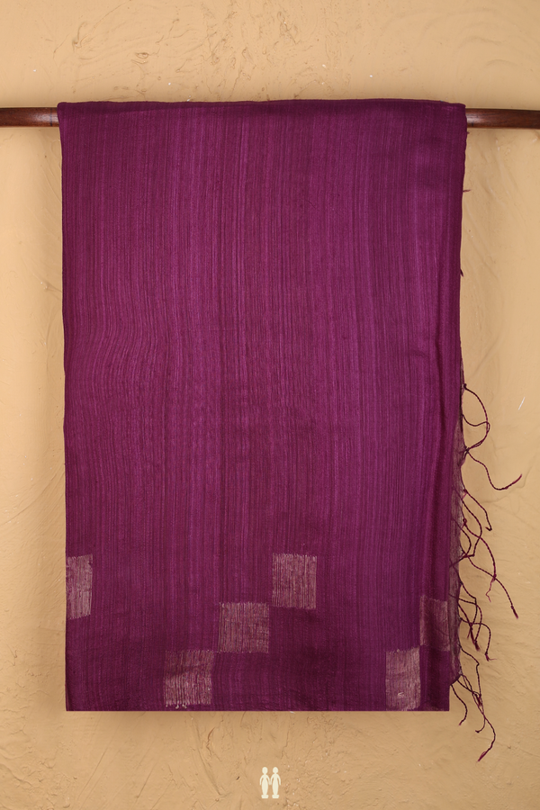 Bailu Silk Saree In Plain Berry Purple With Square Border