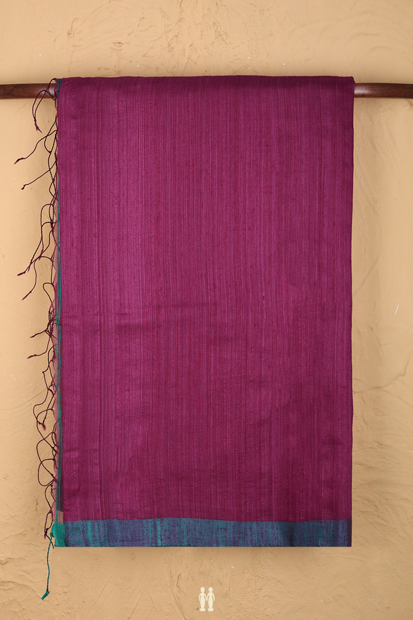 Bailu Silk Saree In Grape Purple With Contrast Border