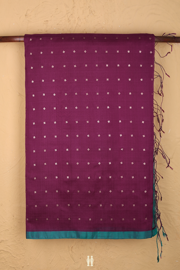 Bailu Silk Saree In Grape Purple With Chamki Work