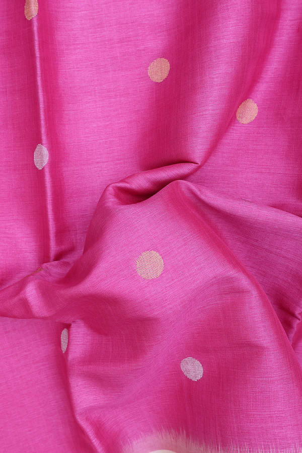 Tussar Silk Saree In Pink With Zari Buttas