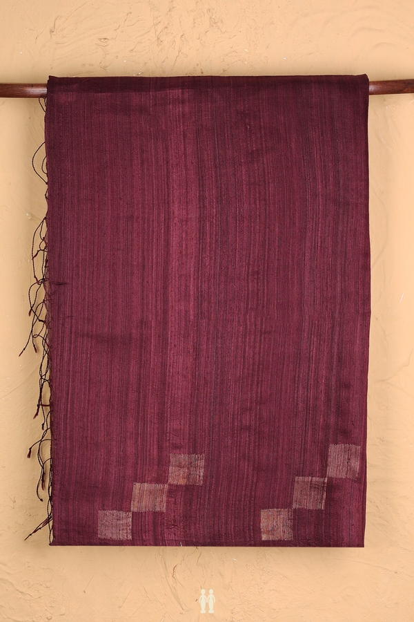 Bailu Silk Saree In Plain Plum Brown With Square Border
