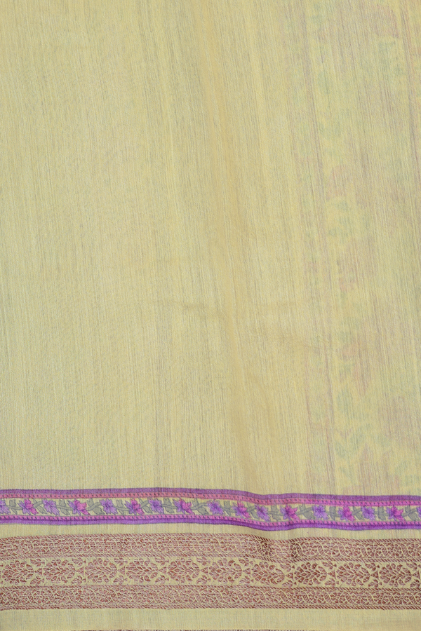 Tussar Silk Saree In Yellow With Floral Printed Design