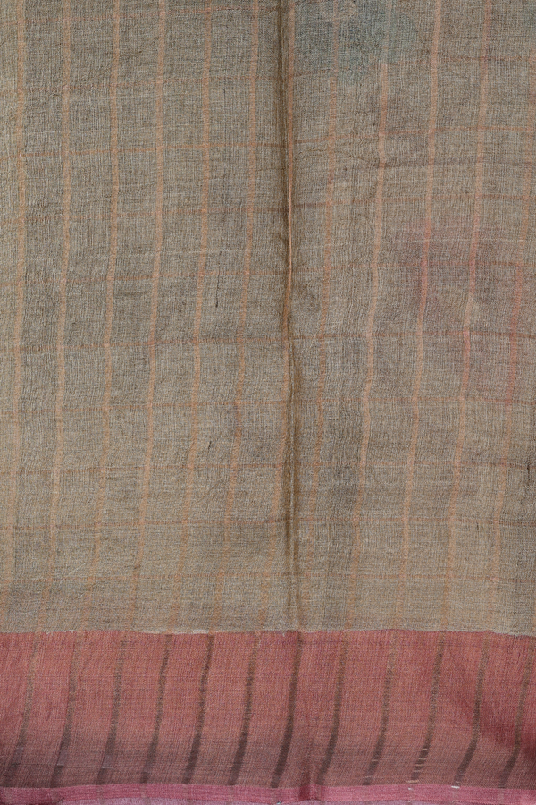 Tussar Silk Saree In Brown With Floral Printed Design