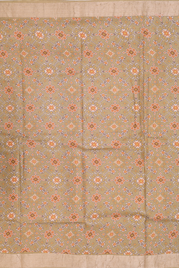 Tussar Silk Saree In Peanut Brown Printed Design