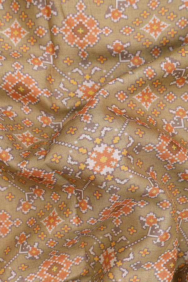 Tussar Silk Saree In Peanut Brown Printed Design
