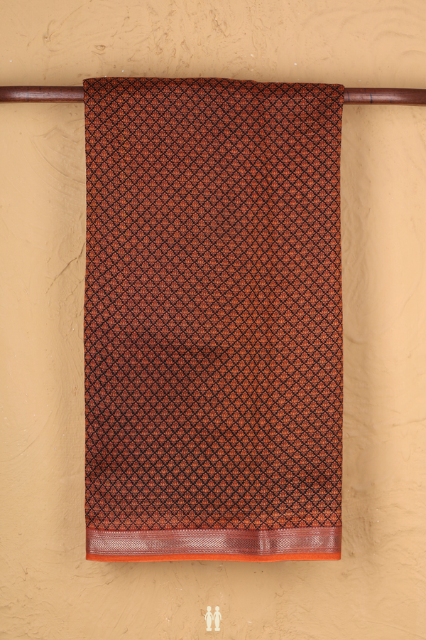 Chanderi Cotton Saree In Orange With Allover Design