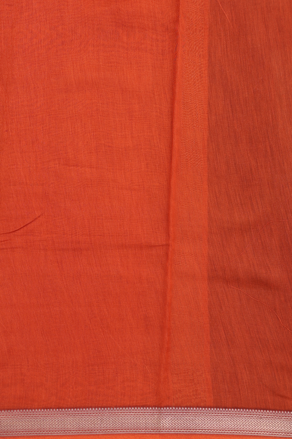 Chanderi Cotton Saree In Orange With Allover Design